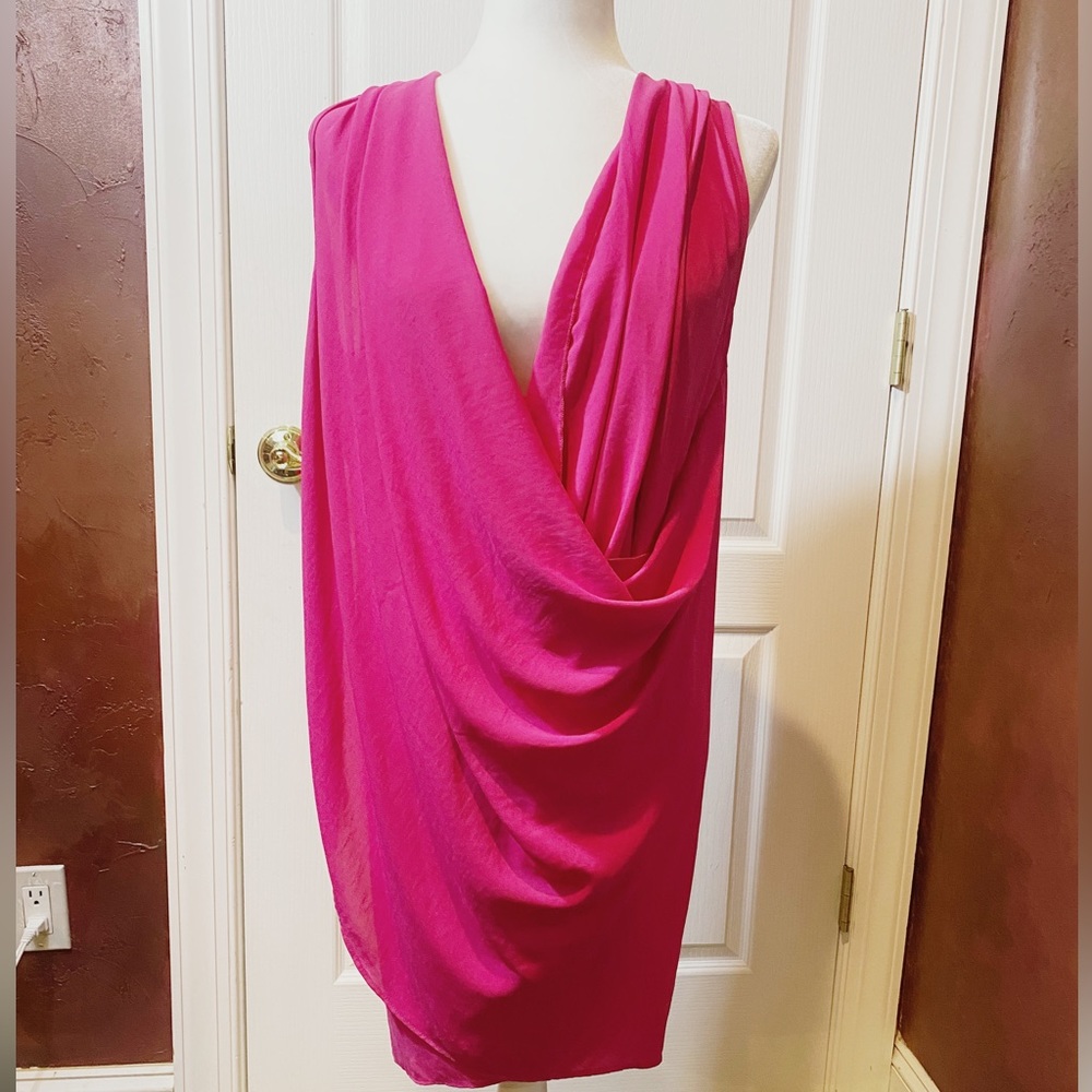 NWT James LaCroix Cowl Shift Dress Hot Pink Size L